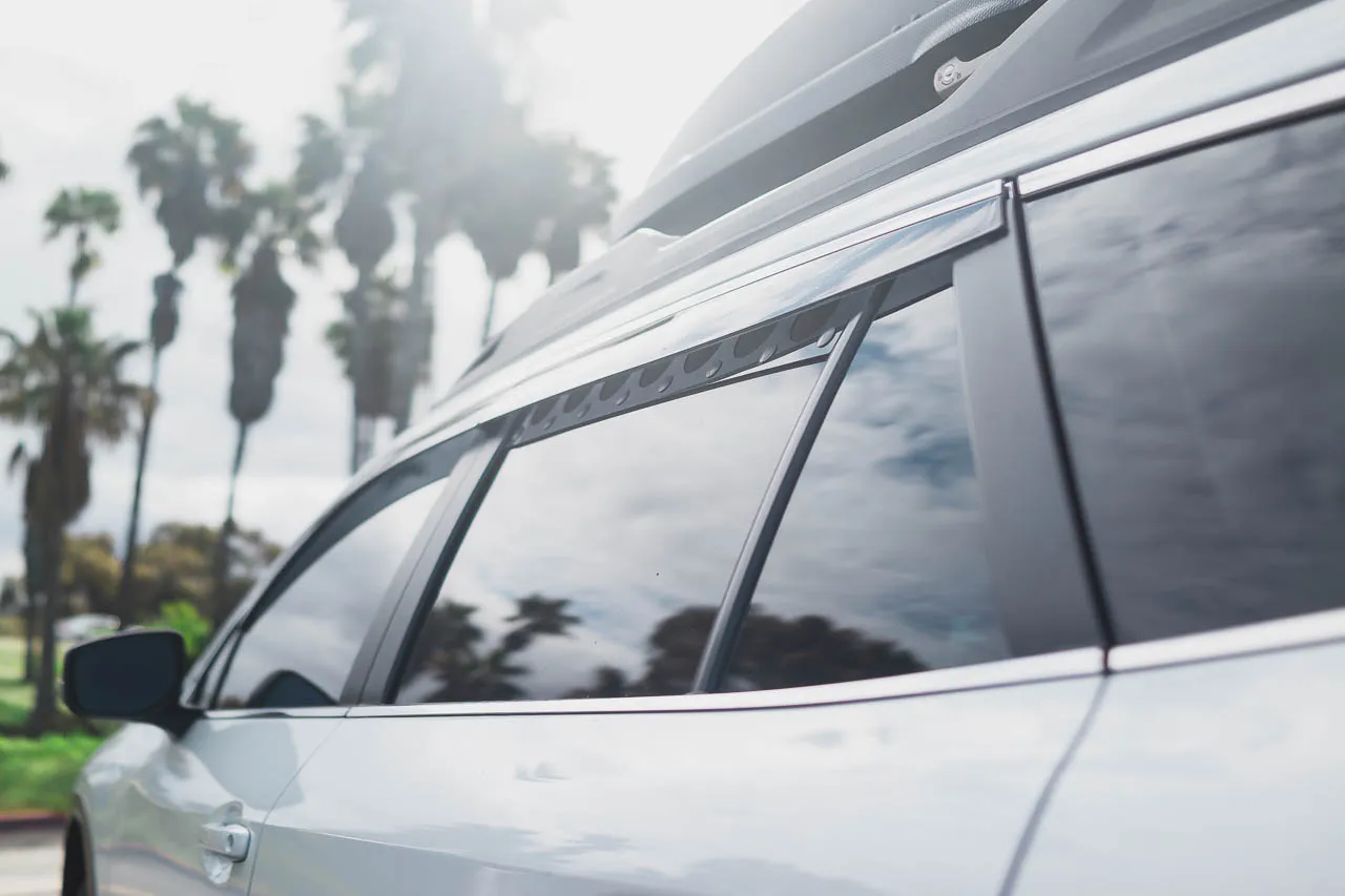 Subaru Outback Vanlife with Billetworkz window vents installed